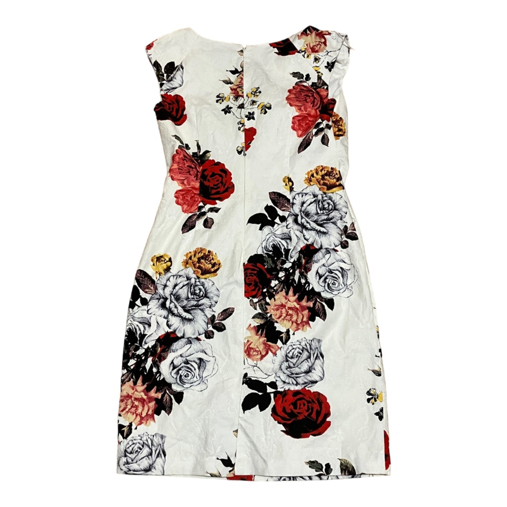 Adrianna Papell Floral Midi Dress Ruched Side Wrap V Neck Size 6 - Picture 5 of 6